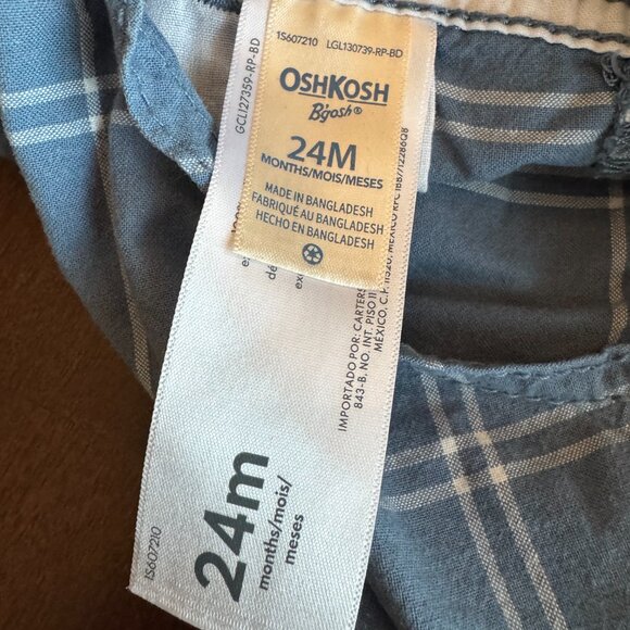 OshKosh B’gosh Blue Plaid Short Overalls 24M - Picture 9 of 10